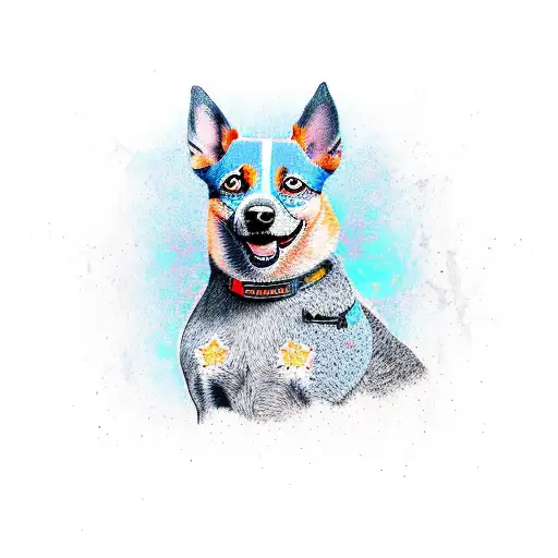 blue heeler dog tattoo design idea