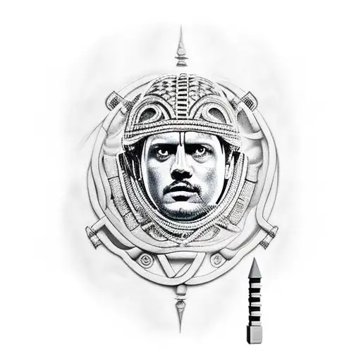 julio cesar con el coliseo detras tattoo design idea