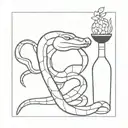 snake with wine bottle tattoo design idea