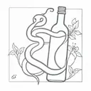 snake with wine bottle tattoo design idea