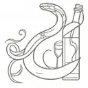 snake with wine bottle tattoo design idea