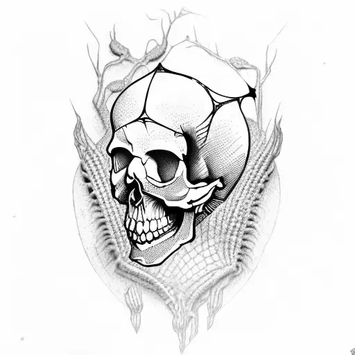 skull and spider tattoo design idea