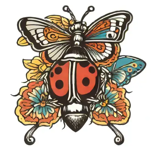 lady bug and butterfly tattoo tattoo design idea
