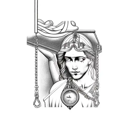 Black and Grey Libra Scale With Rosary Tattoo Idea - BlackInk AI