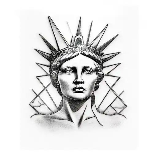 lady liberty weighing scales holding sins and forgiveness  tattoo design idea