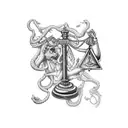 Libra scale weighing sins and forgiveness  tattoo design idea
