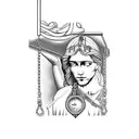 Libra scale weighing sins and forgiveness  tattoo design idea