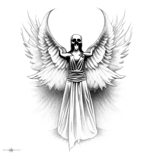angel of death falling tattoo design idea