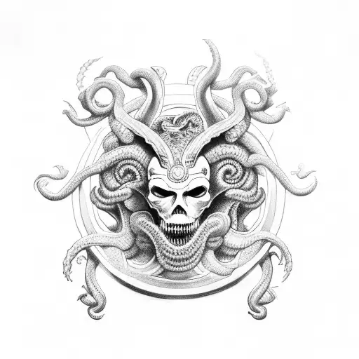 A unique interpretation of Perseus killing Medusa tattoo design idea