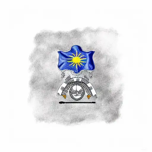 Barbados flag with the name Marshall  tattoo design idea