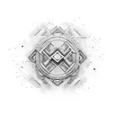An abstract design combining the letters of RAMULU with software icons tattoo design idea