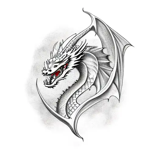 Dragon with arrow tattoo design idea