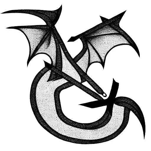 Dragon with arrow tattoo design idea