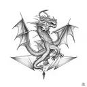 Dragon with arrow tattoo design idea