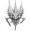 Dragon with arrow tattoo design idea