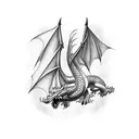 Dragon with arrow tattoo design idea
