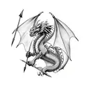 Dragon with arrow tattoo design idea