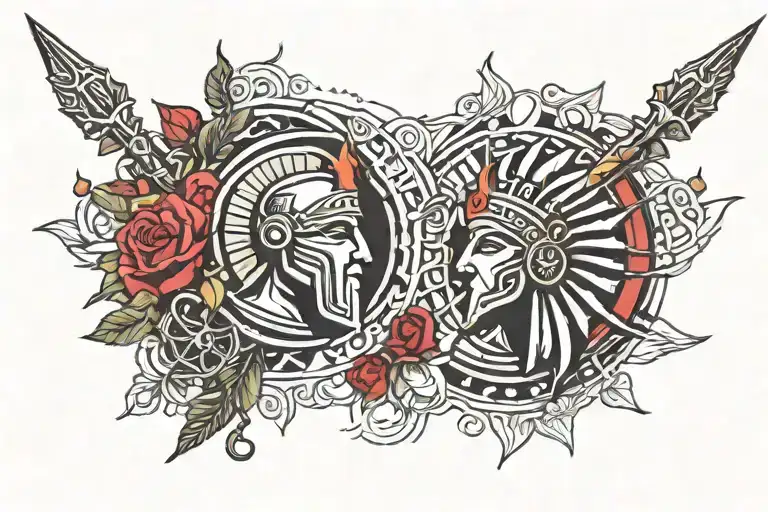 gladiator sun and moon honor tattoo design idea