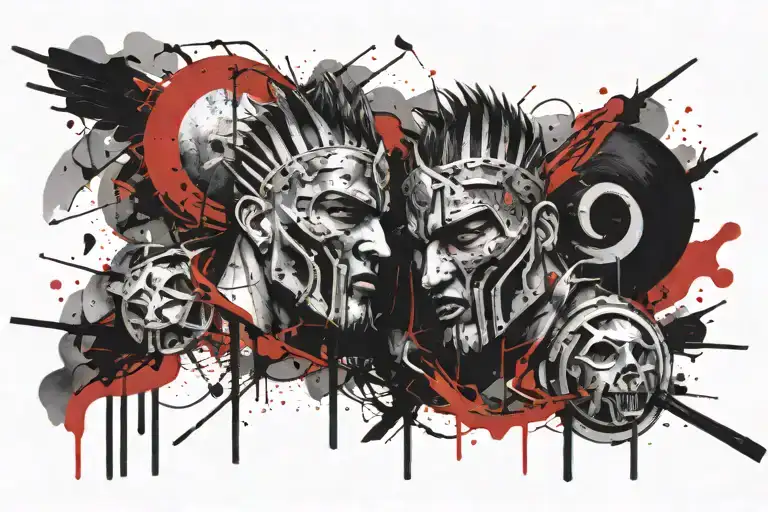 gladiator sun and moon honor tattoo design idea