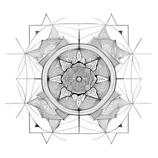 Intricate Geometry: Create a tattoo design based on intricate geometric shapes such as mandala patterns, fractals, or ab tattoo design idea