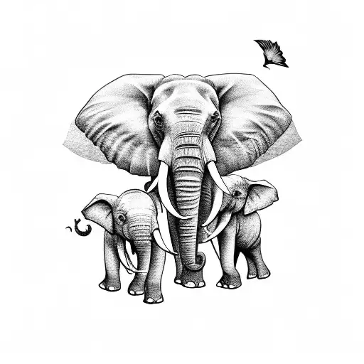 elephant family tattoo design idea