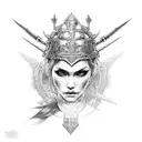 Warrior Queen with a dragon tattoo design idea