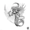 Warrior Queen with a dragon tattoo design idea