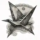 paper crane made with a one dollar bill origami paper boat tattoo design idea