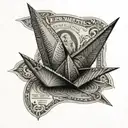 paper crane made with a one dollar bill origami paper boat tattoo design idea
