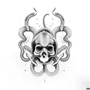 snakes in a monkey skull tattoo design idea