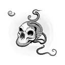 snakes in a monkey skull tattoo design idea