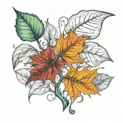 leaves are falling tattoo design idea