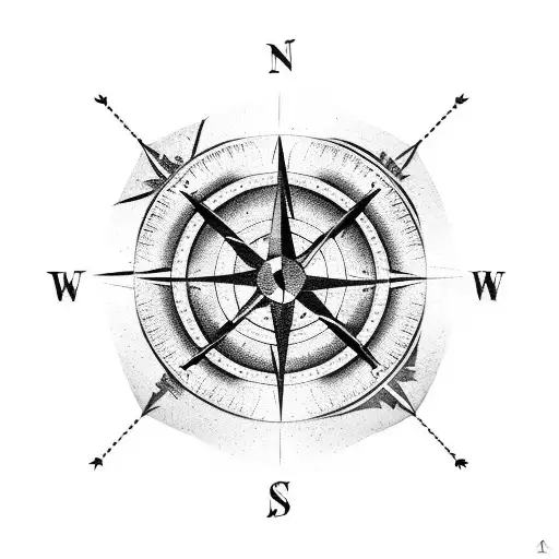 broken compass covered in dust tattoo design idea