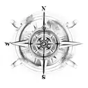 broken compass covered in dust tattoo design idea