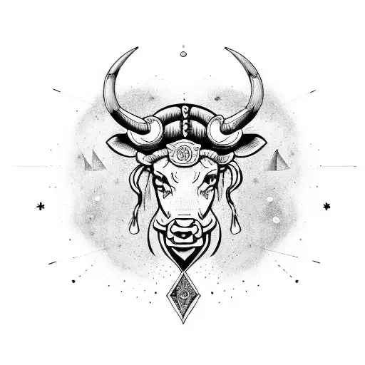bull zodiac sign with libra zodiac sign on arm tattoo design idea