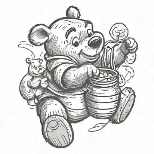 winnie the pooh eating honey tattoo design idea