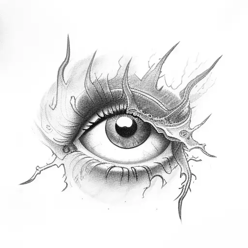 eye with storm tattoo design idea