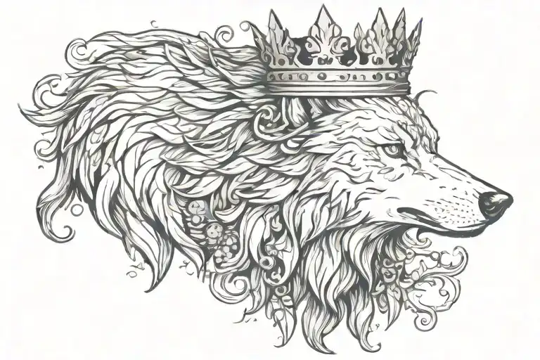 wolf and crown  tattoo design idea