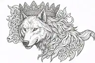 wolf and crown  tattoo design idea