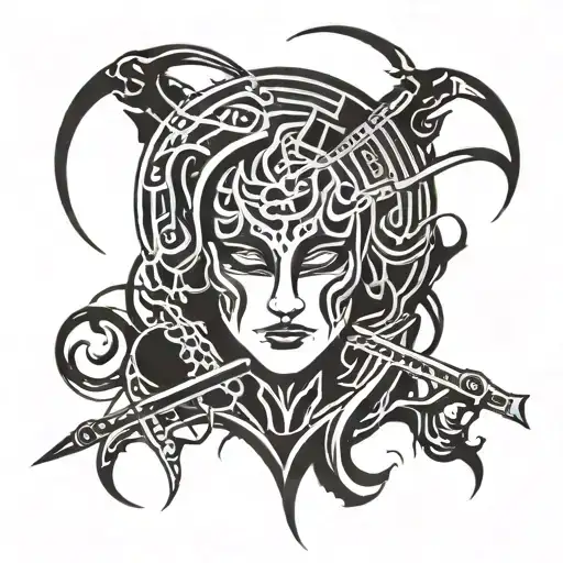 "Do The Head Of Hades And The Scythe Of His Mother Reia" tattoo design idea