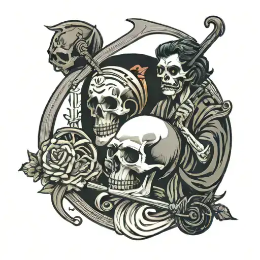"Do The Head Of Hades And The Scythe Of His Mother Reia" tattoo design idea