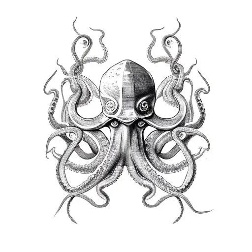 Octopus attacking viking boat tattoo design idea