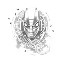 A Marvel superhero surrounded by musical notes tattoo design idea