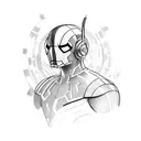 A Marvel superhero surrounded by musical notes tattoo design idea