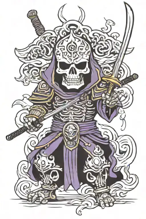 samurai skull as skeletor tattoo design idea