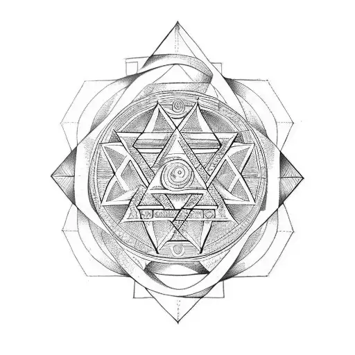 power symbols and runes with sacred geometry elements for placement on tors tattoo design idea