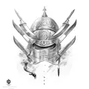  um guerreiro da guerra a joelhada com espada na mão   tattoo design idea