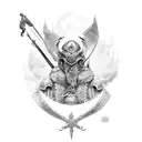  um guerreiro da guerra a joelhada com espada na mão   tattoo design idea