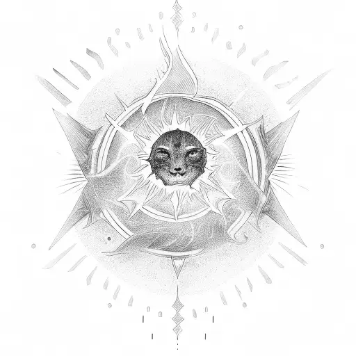 sunbeam with rays of light energy tattoo design idea