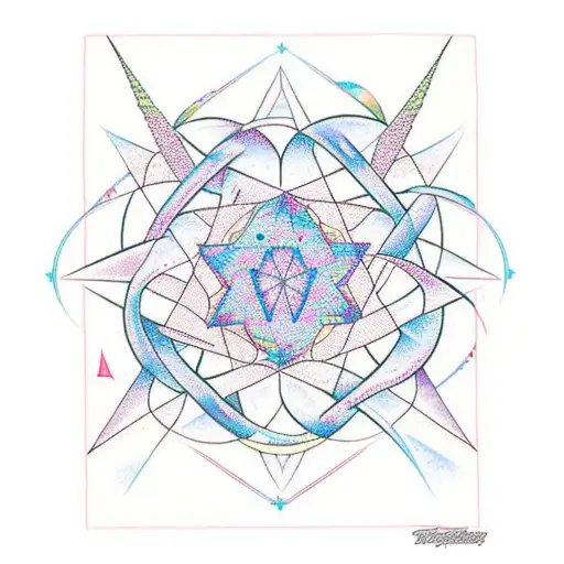 A mathematical formula intertwining with a constellation of stars tattoo design idea